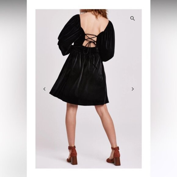 Another Love Chic Black Velvet Long Sleeve Dress - Picture 3 of 3